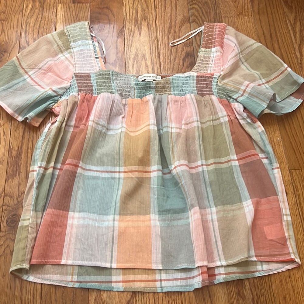 Brand new Alexander Jordan plaid blouse size medium